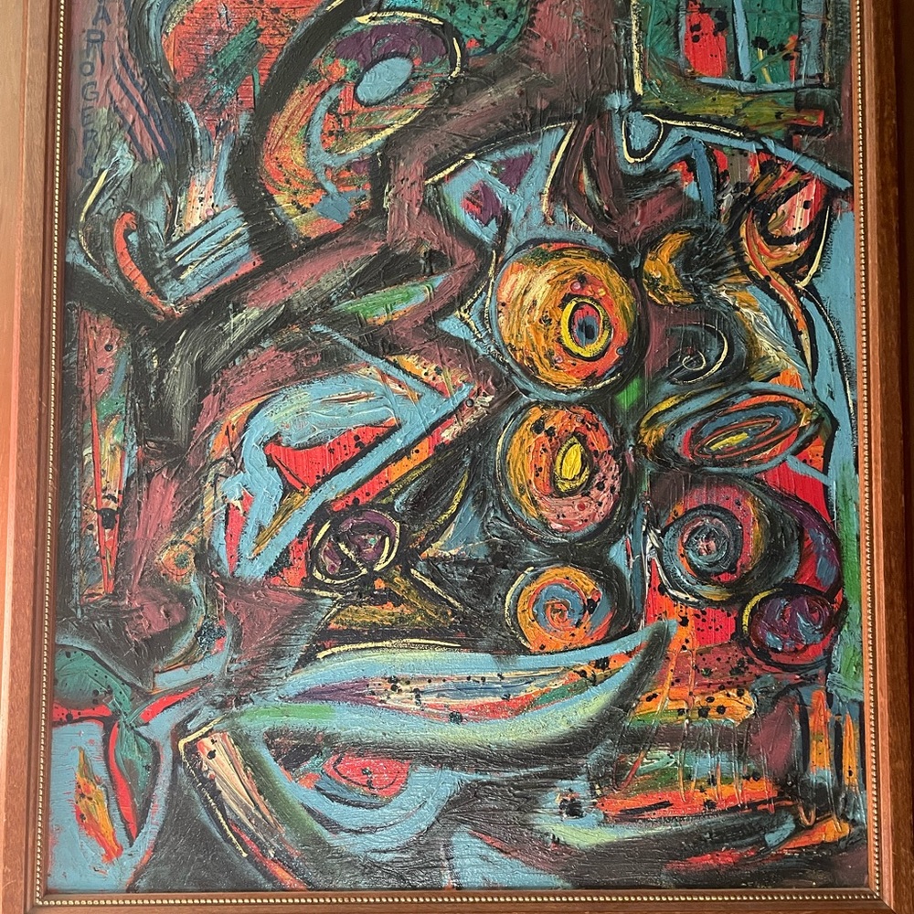 Signed and framed oil painting “Doorknobs”